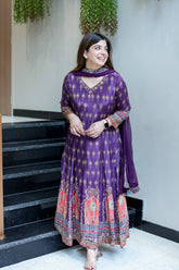 Women Printed And Hand Embroidered Work Suit Set